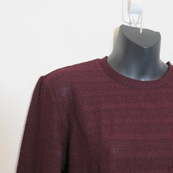 Rag & Bone size Large Long Sleeve Knit Top Basic Crew Neck Open Knit Burgundy - Picture 5 of 5